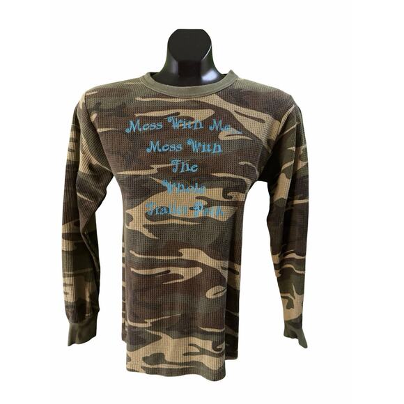 Camo Other - Camo Thermal Shirt Mens S Waffle Knit Long Sleeve Graphic Trailer Park